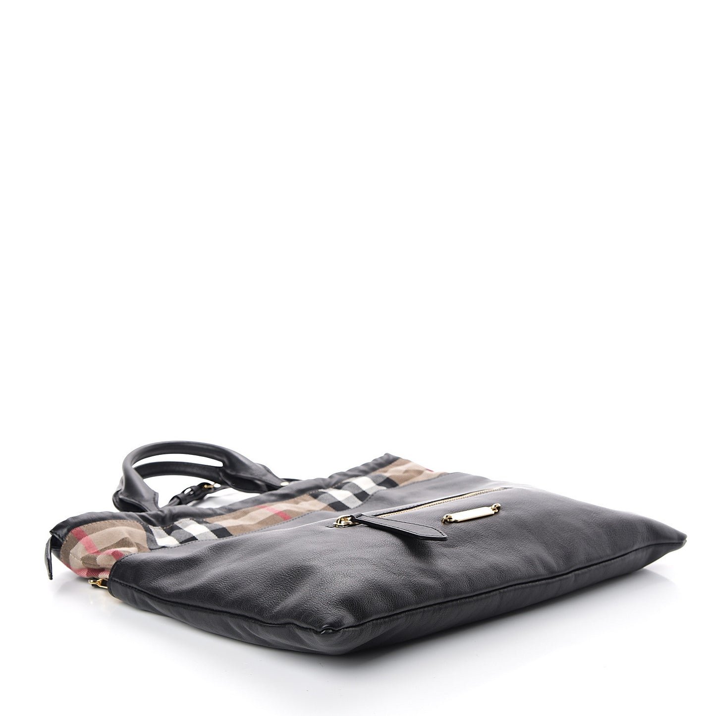 Soft Calfskin House Check Big Crush Tote Black