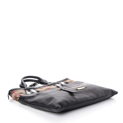 Burberry Soft Calfskin House Check Big Crush Tote Black 3 of 8
