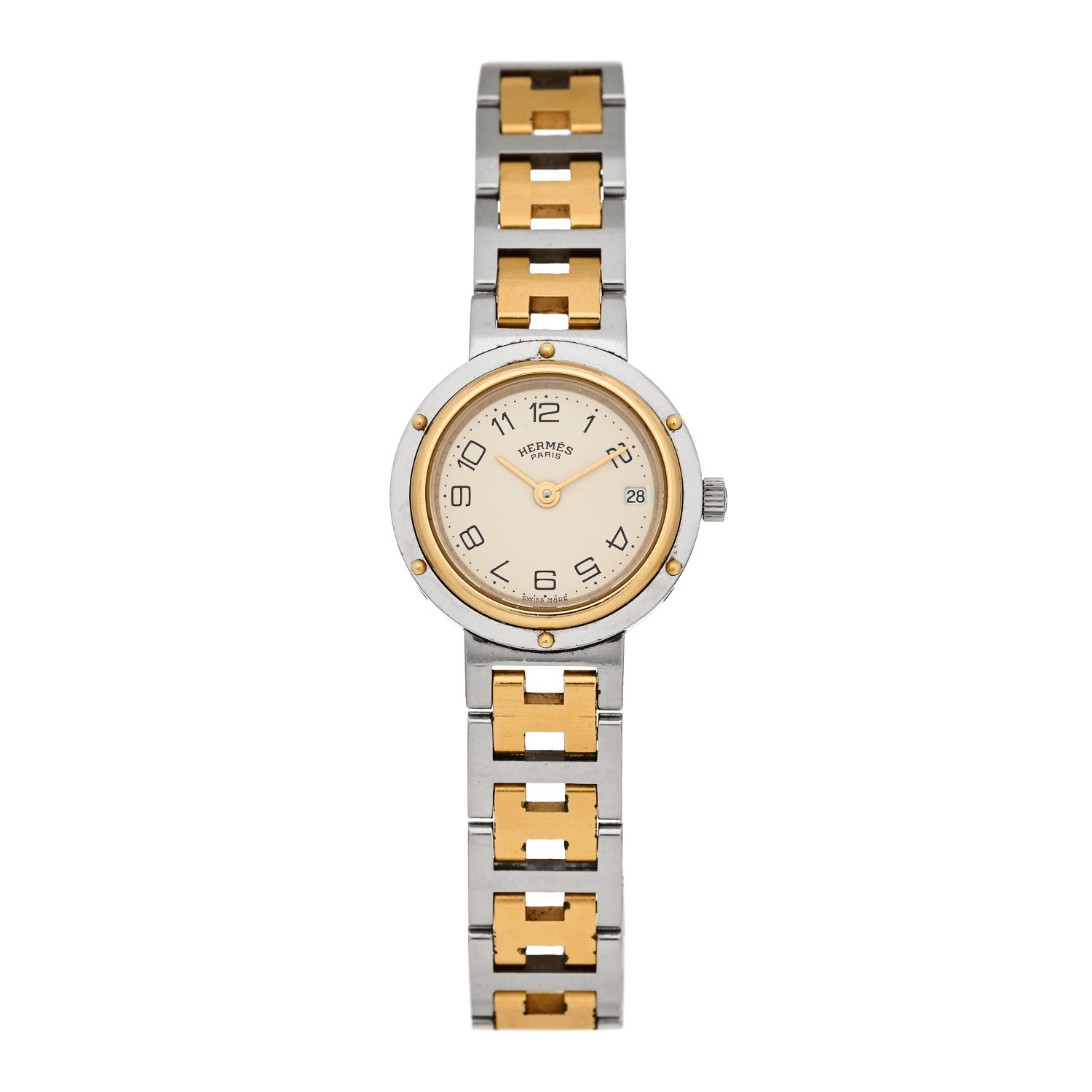 Hermes Stainless Steel 24mm Clipper Quartz Watch Gold 1 of 4