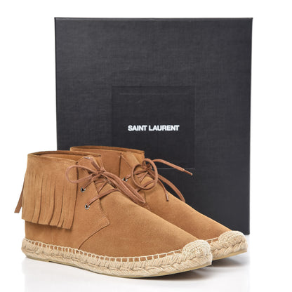 Saint Laurent Suede Mens Fringe Moccasin Bootie 38.5 Brown 13 of 13