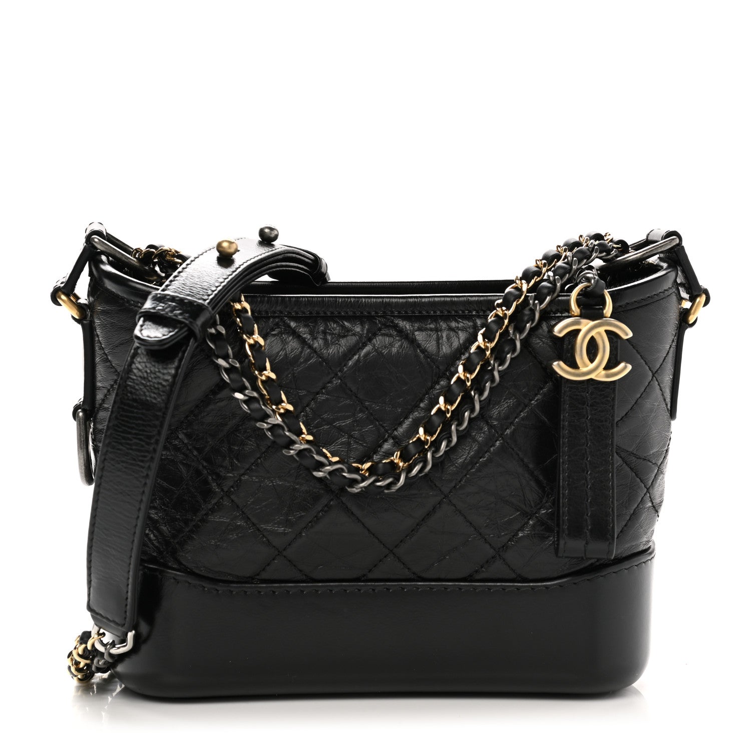 Chanel Aged Calfskin Quilted Small Gabrielle Hobo Black 1 of 19