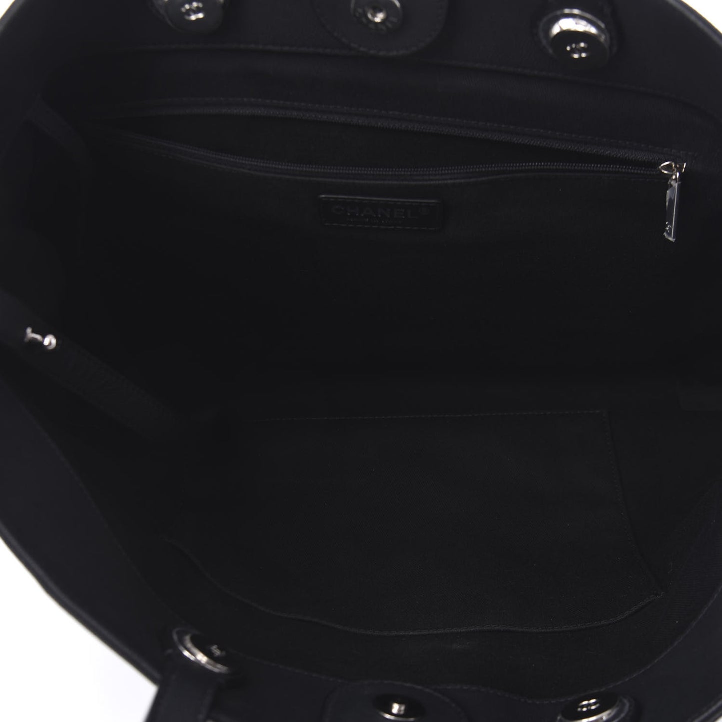 Grained Calfskin Large Coco Eyelets Shopping Tote Black
