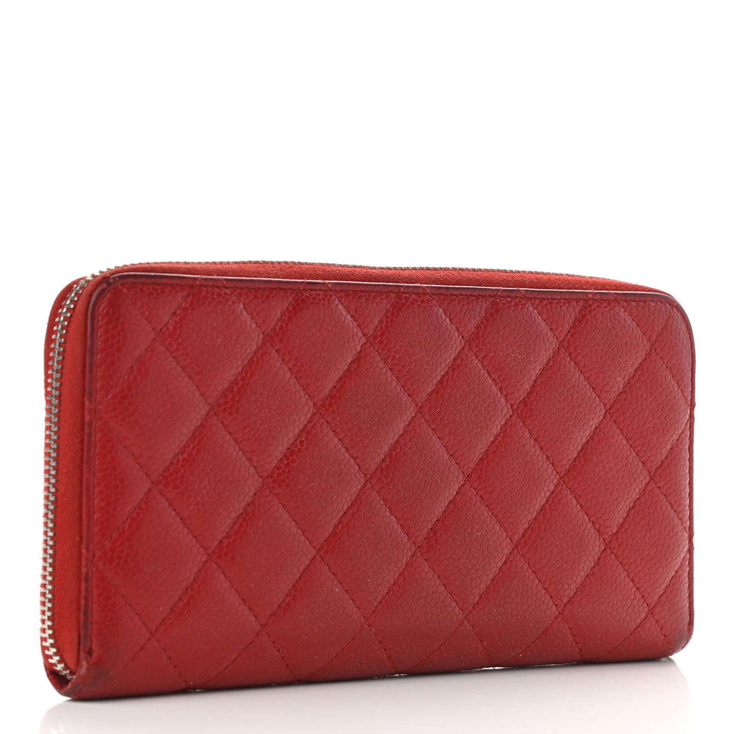 Caviar Quilted Large Gusset Zip Around Wallet Red