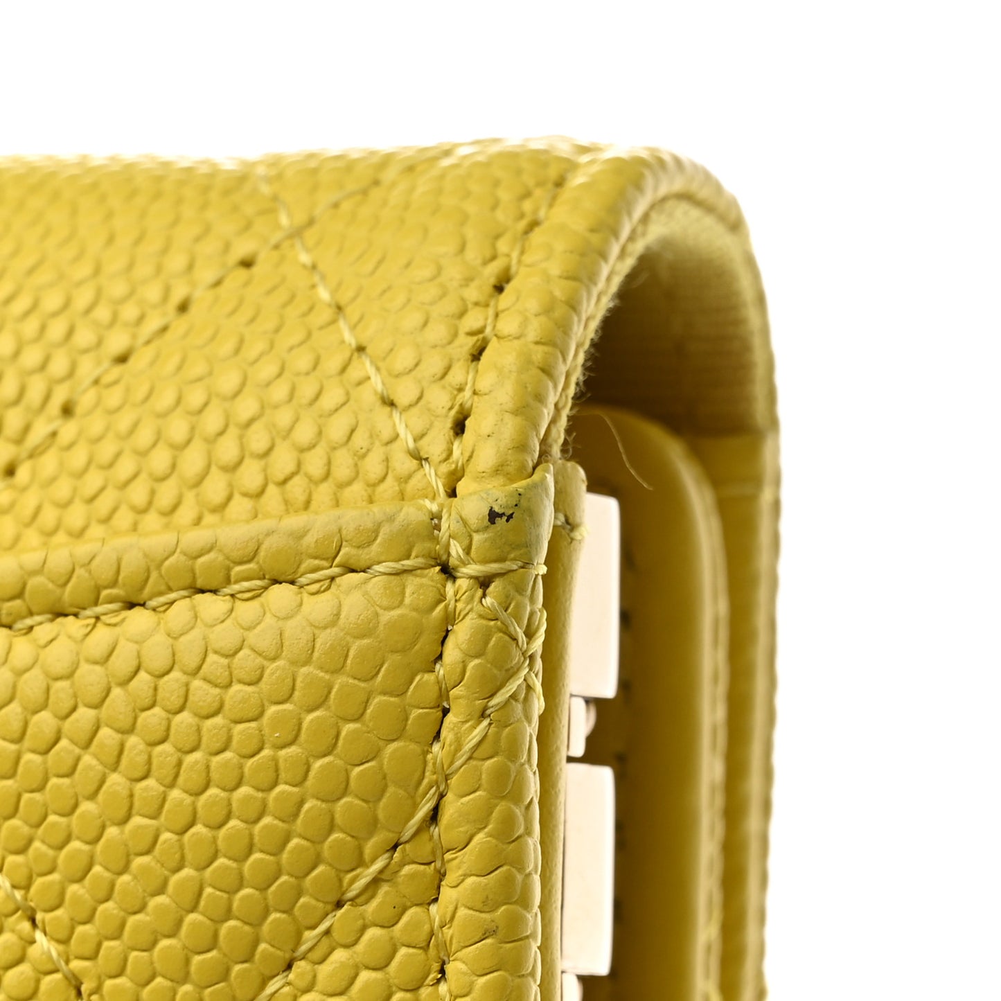 Caviar Quilted Classic 4 Key Holder Wallet Yellow
