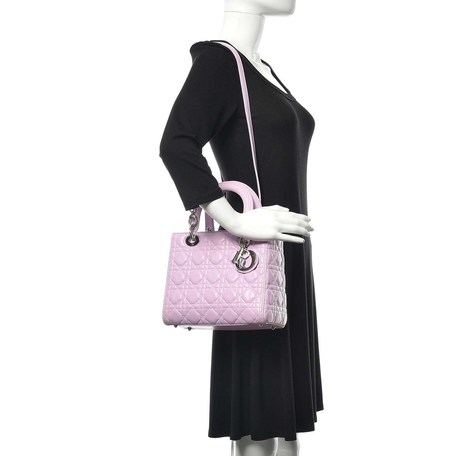 Christian Dior Lambskin Cannage Medium Lady Dior Pink 2 of 11