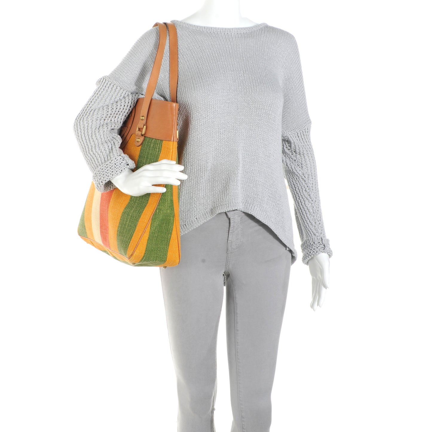 Canvas Striped Studded Blondie Tote Multicolor
