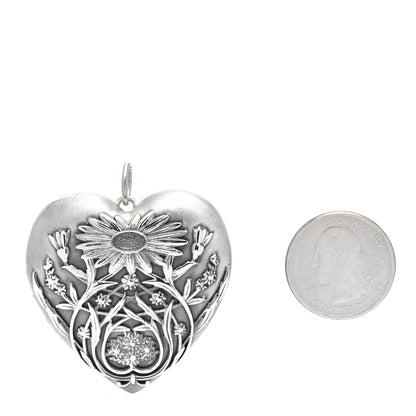 Tiffany Sterling Silver Large Ziegfeld Daisy Heart Locket Pendant 2 of 6
