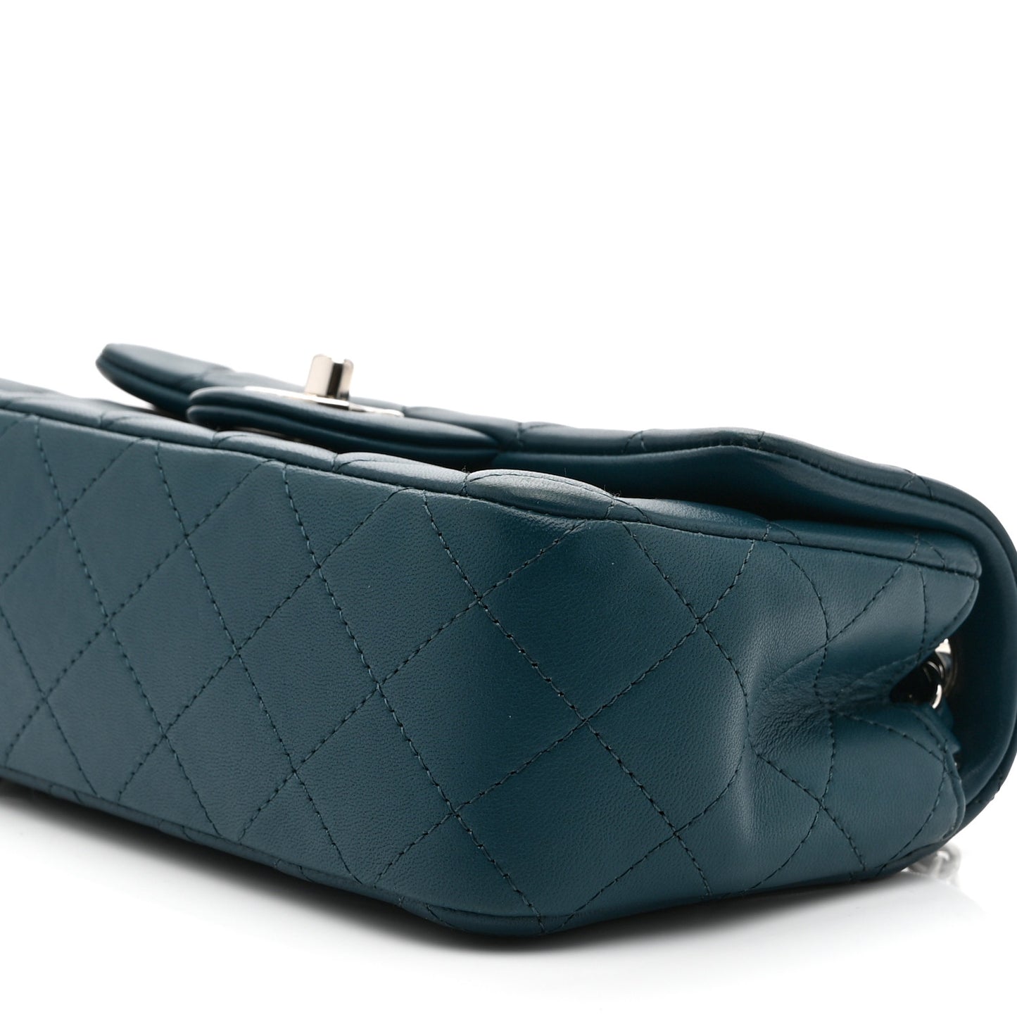Lambskin Quilted Mini Rectangular Flap Dark Blue