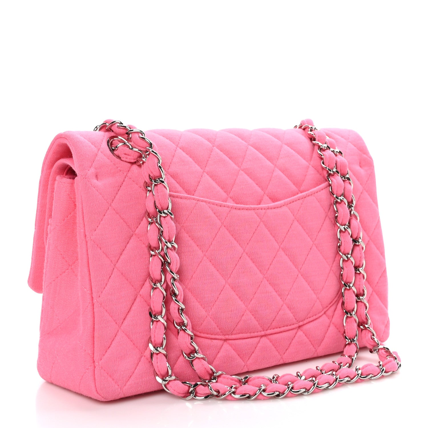 Chanel Jersey Quilted Medium Double Flap Dark Pink 3 of 10