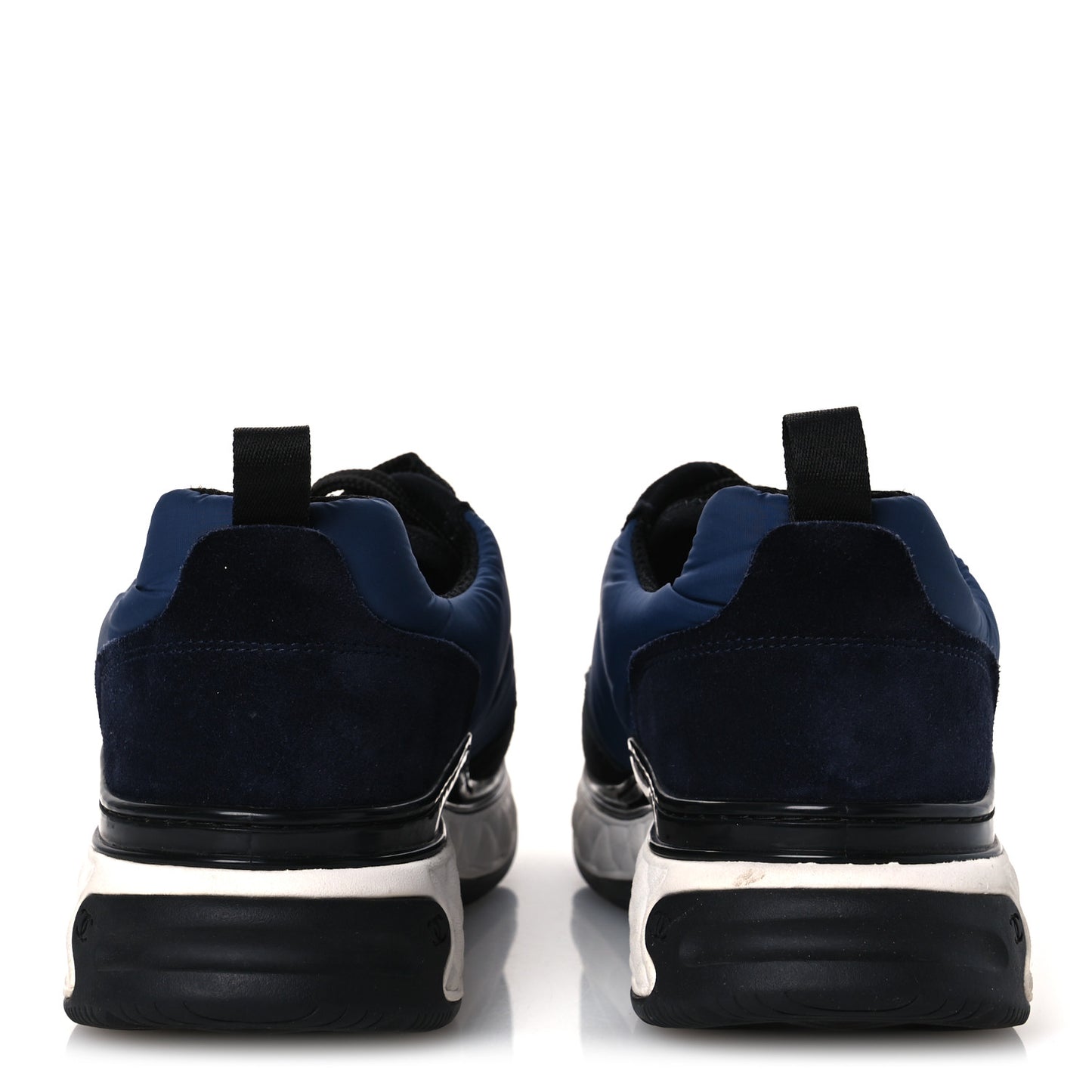 Nylon Suede Calfskin Womens Logo Sneakers 36 Dark Navy Blue 39 Dark Navy Blue