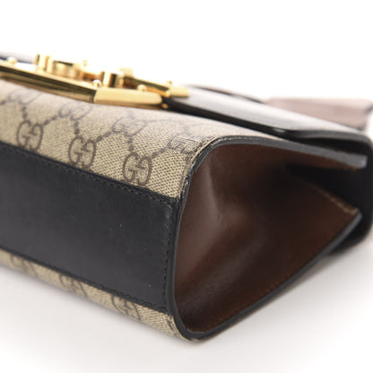 Gucci GG Supreme Monogram Calfskin Small Padlock Shoulder Bag Beige Black Cuir 7 of 12