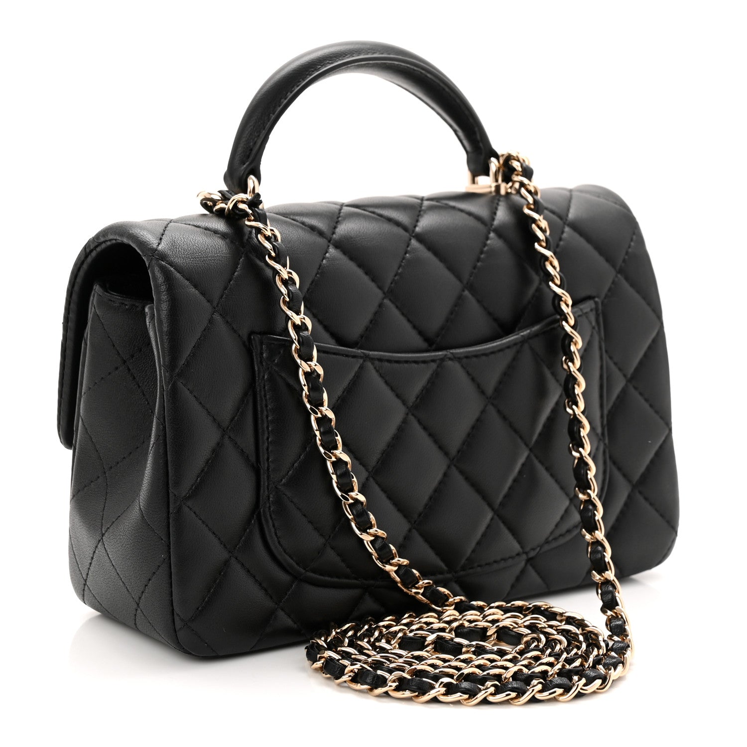 Chanel Lambskin Quilted Mini Top Handle Rectangular Flap Black 3 of 10