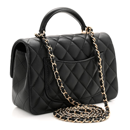 Chanel Lambskin Quilted Mini Top Handle Rectangular Flap Black 3 of 10