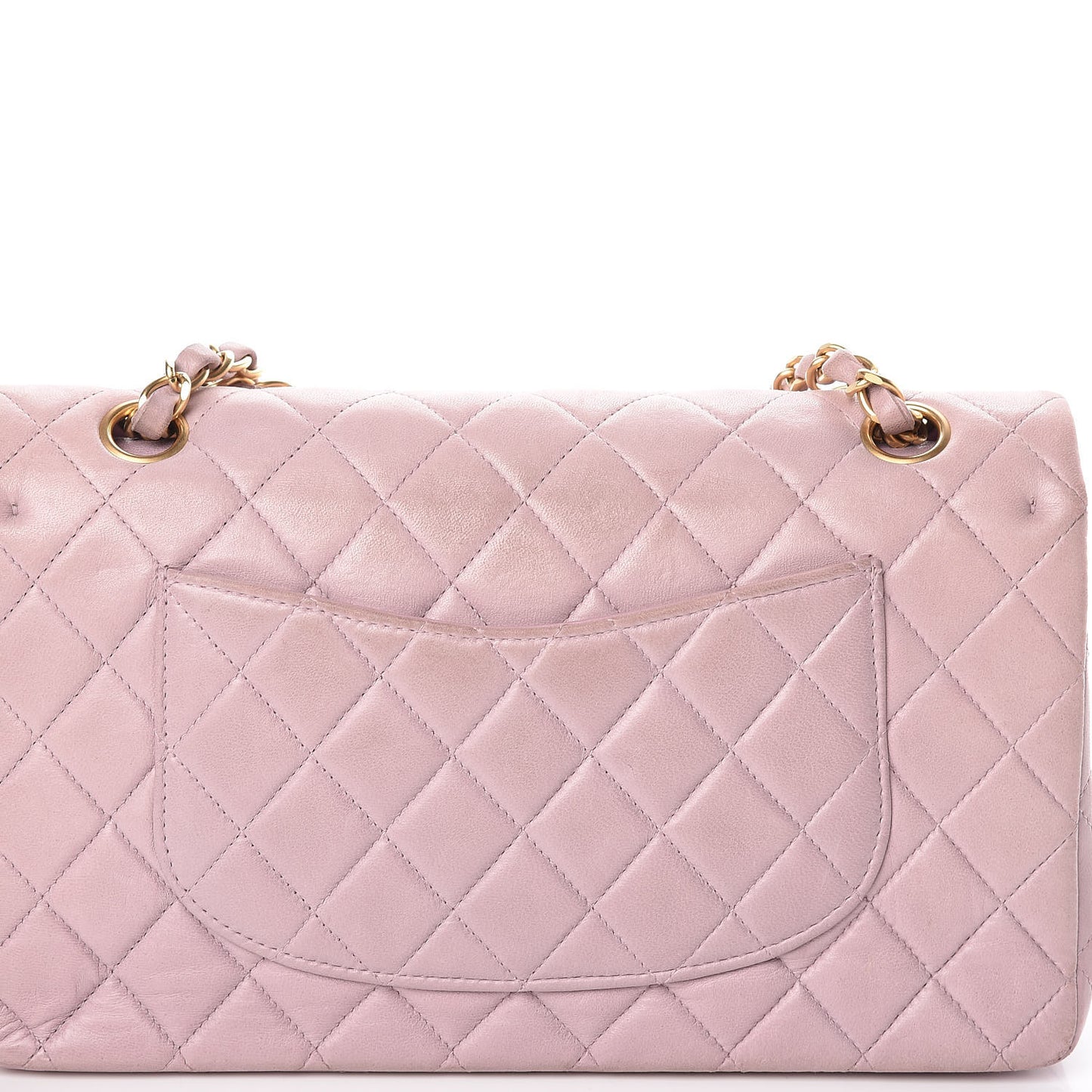 Lambskin Quilted Medium Double Flap Light Pink