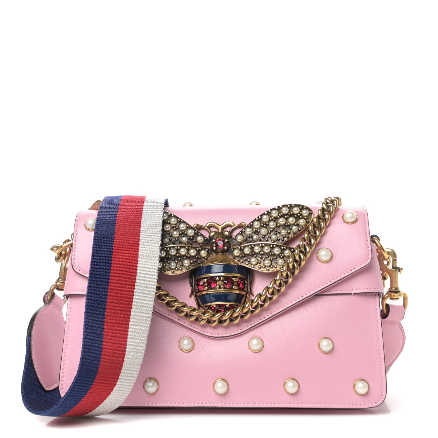 Gucci Nappa Pearl Studded Mini Queen Margaret Broadway Shoulder Bag Sugar Pink 1 of 10