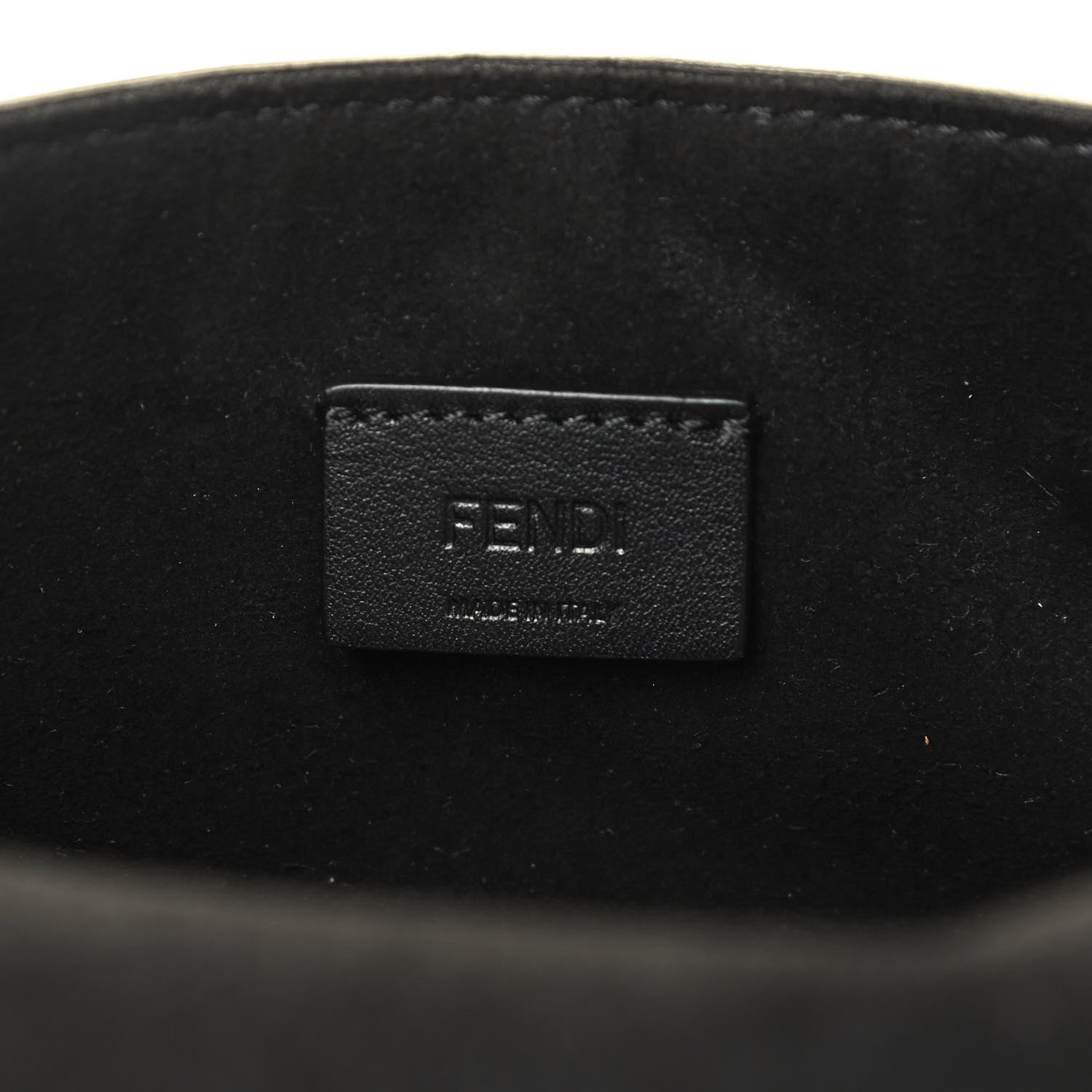 Fendi Shearling Vitello Vernice Mou Pequin Striped Mini Baguette Tobacco Black 5 of 5