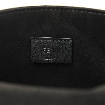 Fendi Shearling Vitello Vernice Mou Pequin Striped Mini Baguette Tobacco Black 5 of 5