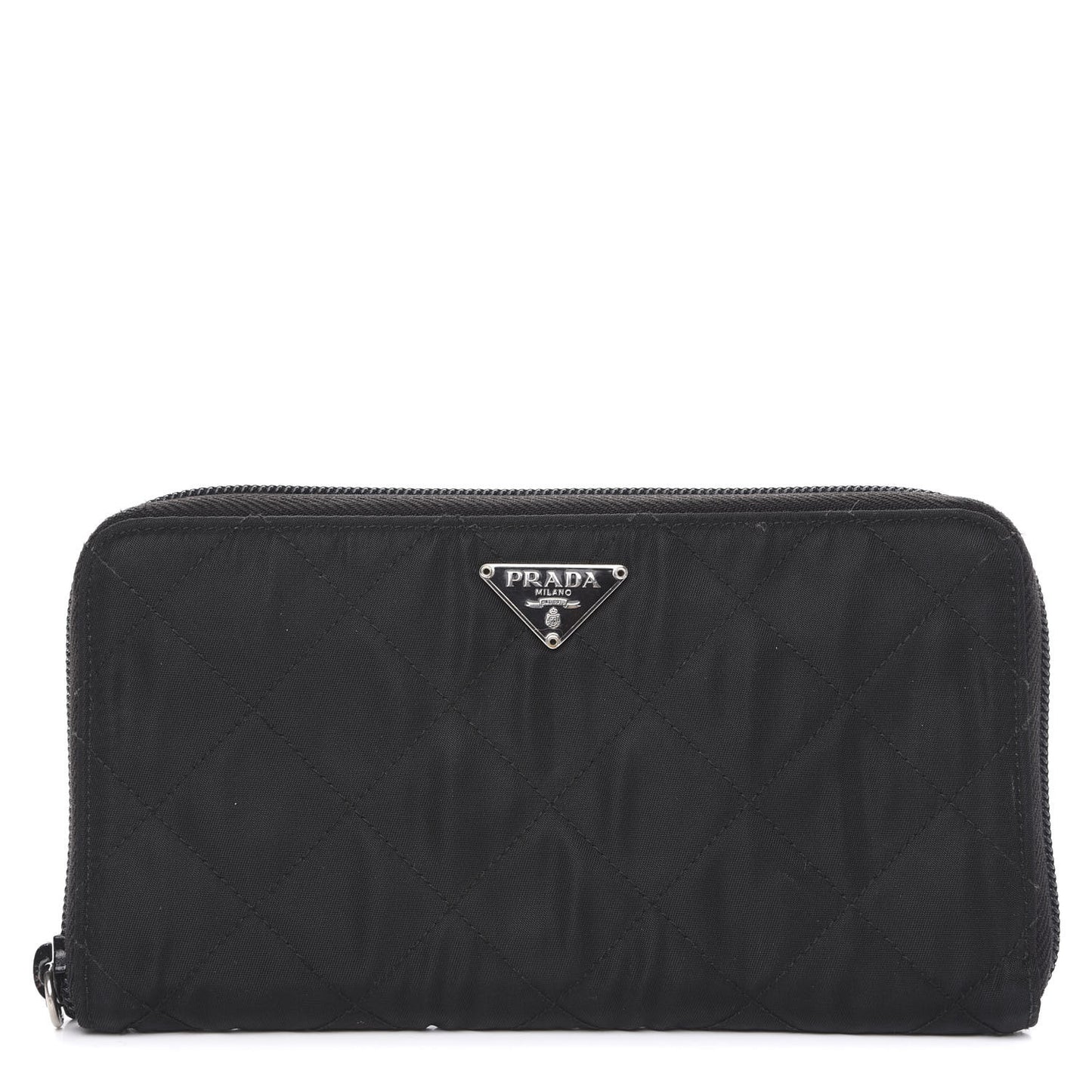 Tessuto Nylon Quilted Zip Around Wallet Black