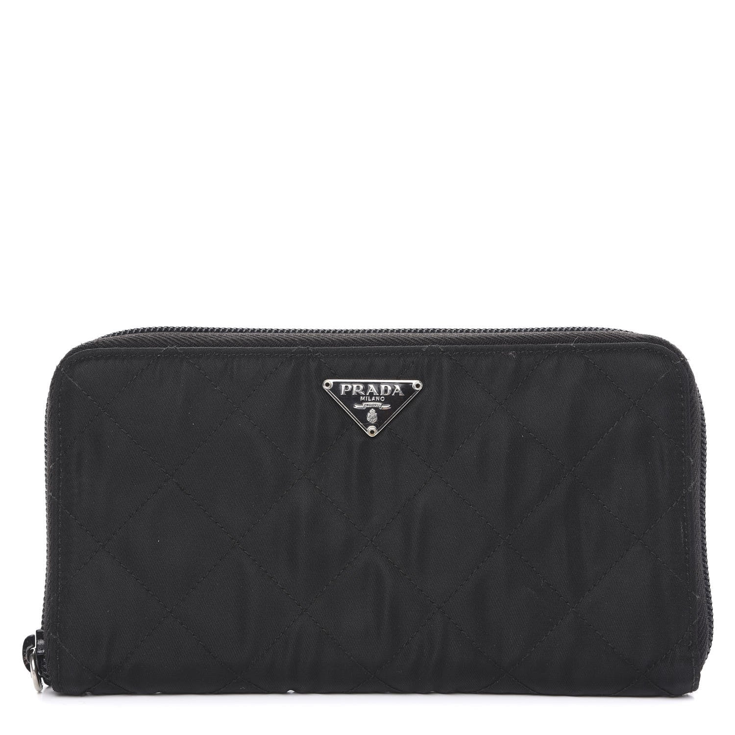 Prada Tessuto Nylon Quilted Zip Around Wallet Black 1 of 10