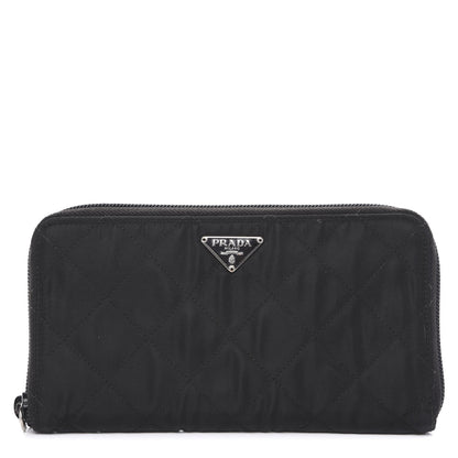 Prada Tessuto Nylon Quilted Zip Around Wallet Black 1 of 10