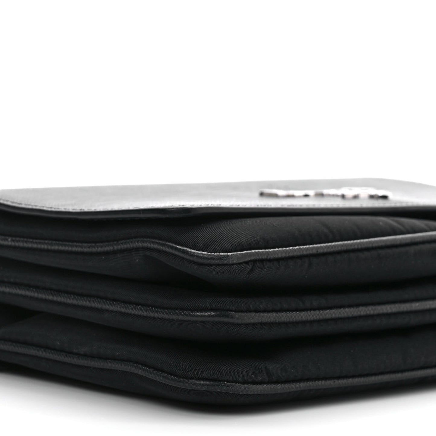 Saffiano Tessuto Nylon Chain Shoulder Bag Black
