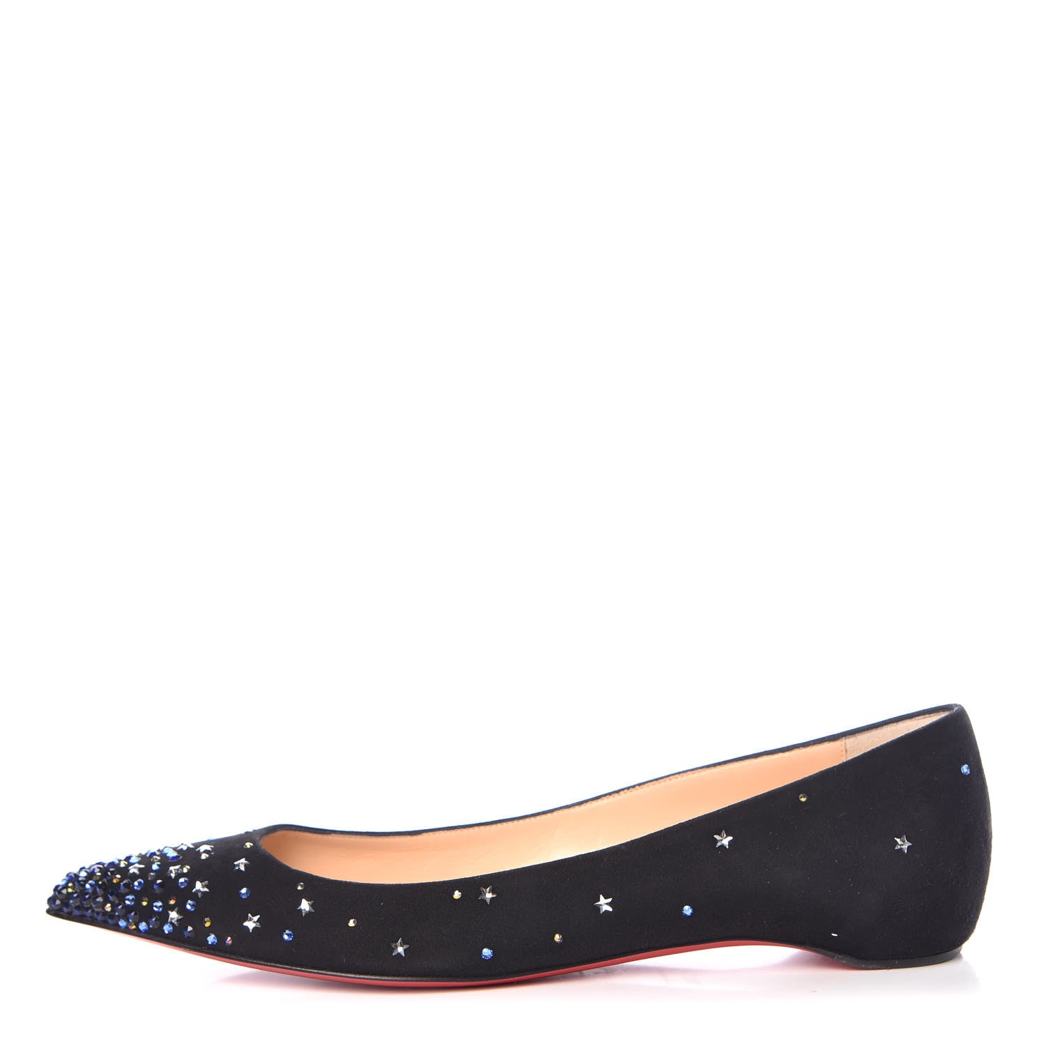 Christian Louboutin Veau Velours Embellished Gravitanita Starry Flats 38.5 Black 1 of 8