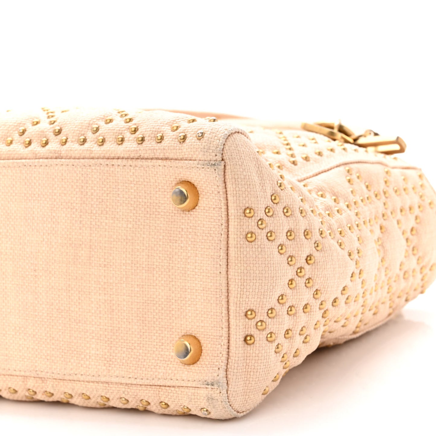 Canvas Cannage Studded Medium Supple Lady Dior Light Pink