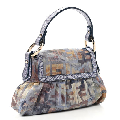 Fendi Zucca Vitello Lizard Embossed Mini Chef Shoulder Bag Celeste Multicolor Polvere 3 of 11