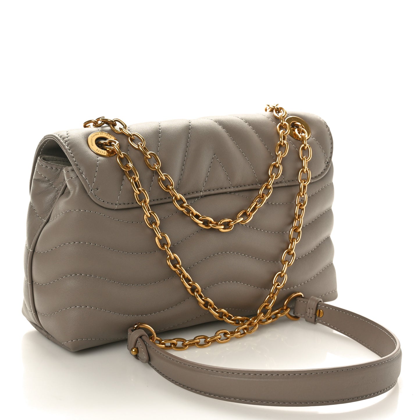 Calfskin LV New Wave Chain Bag Taupe