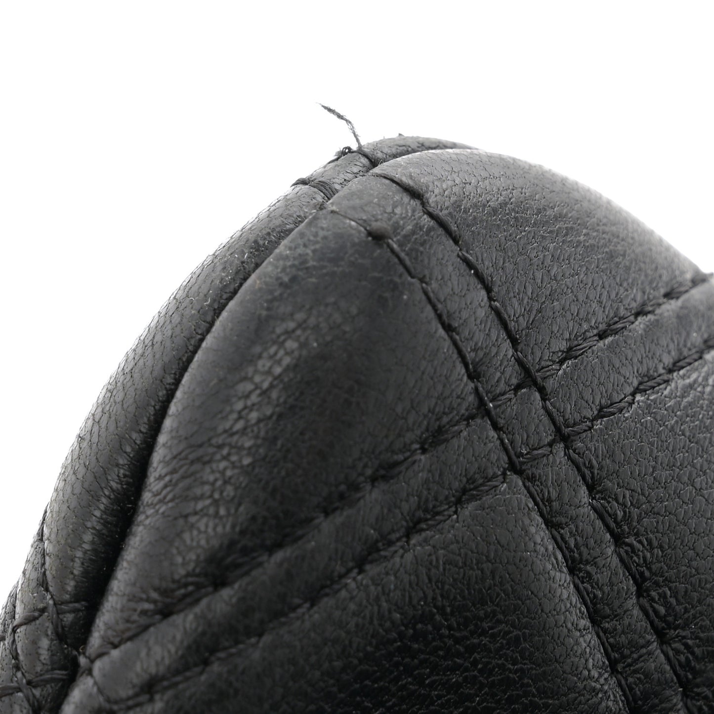 Lambskin Double Stitch Quilted Large Cosmetic Case Black