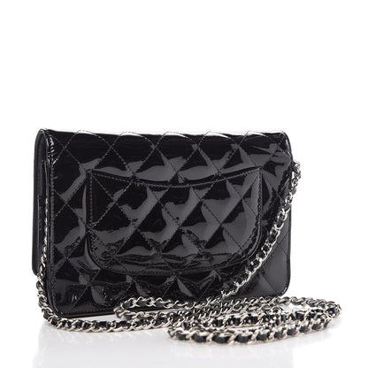 Chanel Patent Quilted Wallet On Chain WOC Black 3 of 9