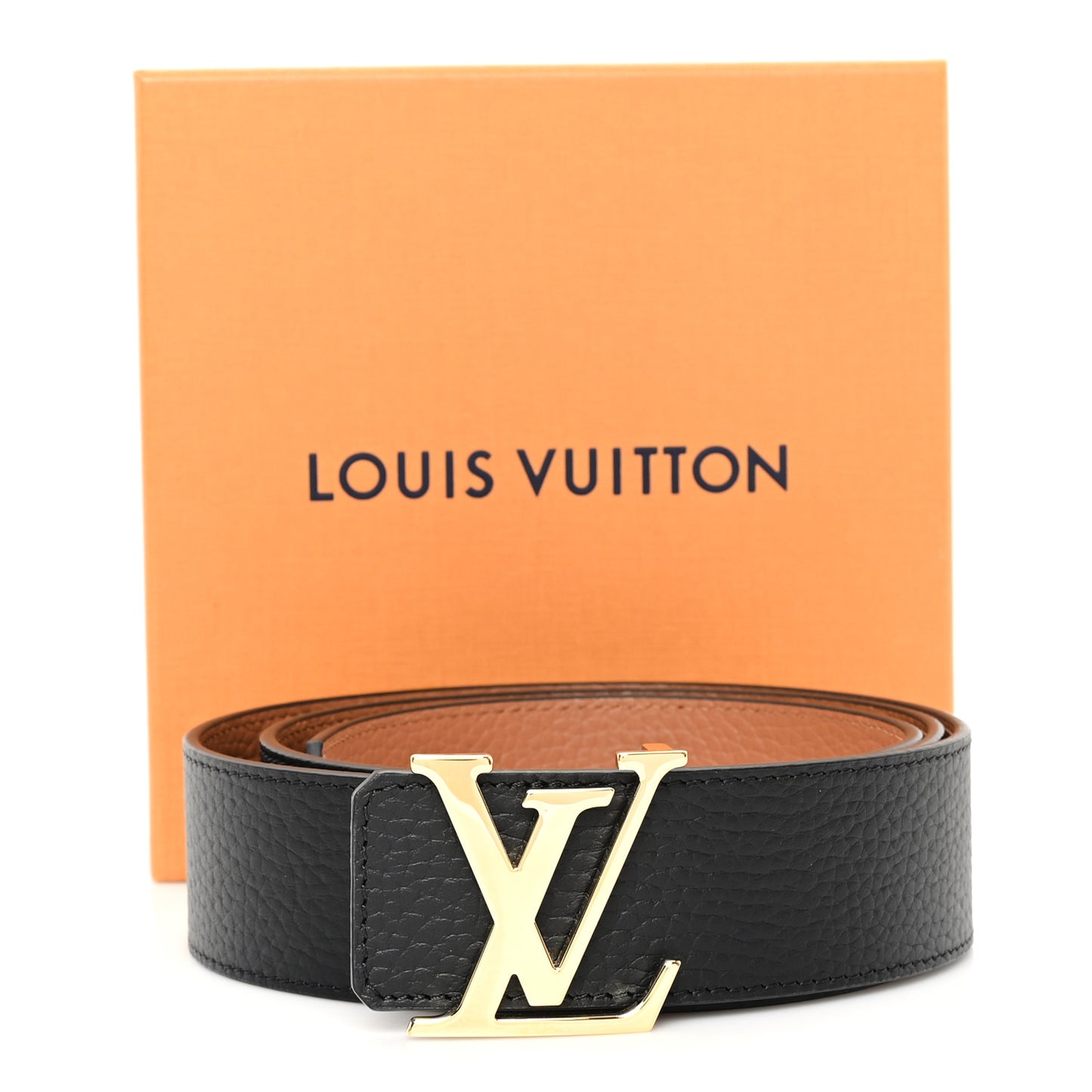 Taurillon Calfskin 30mm LV Initiales Reversible Belt 100 40 Black