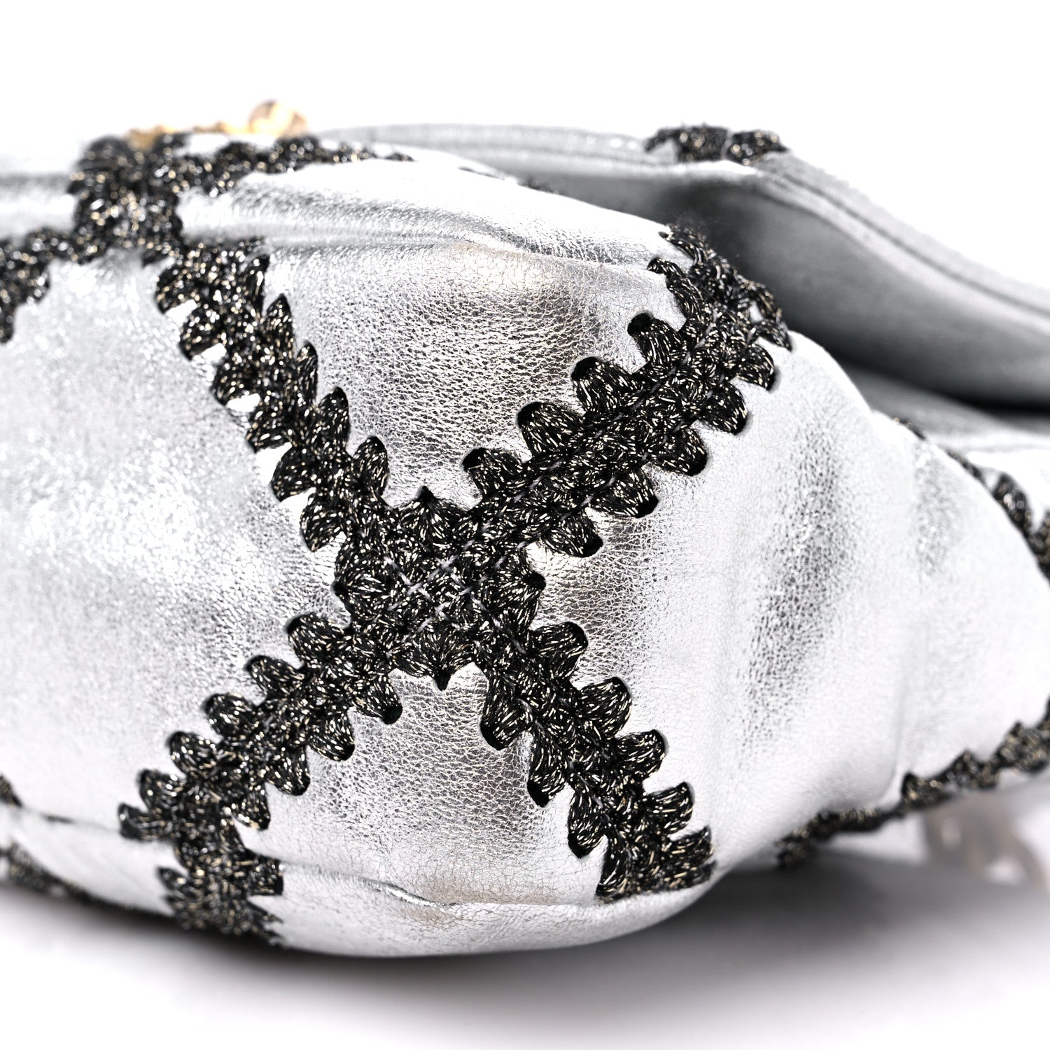 Chanel Metallic Calfskin Crochet Medium Chanel 19 Flap Silver 11 of 12