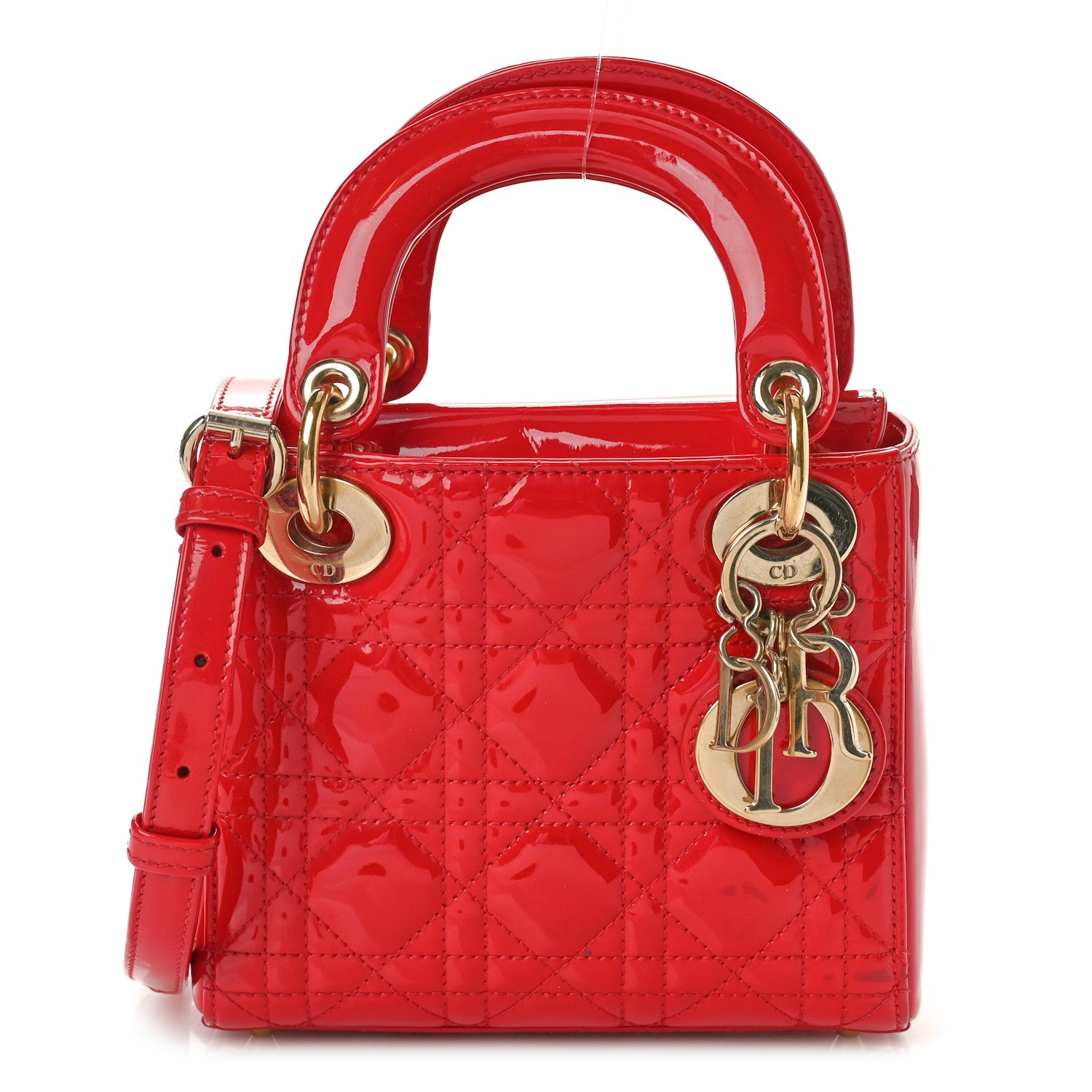 Christian Dior Patent Cannage Mini Lady Dior Red 1 of 10