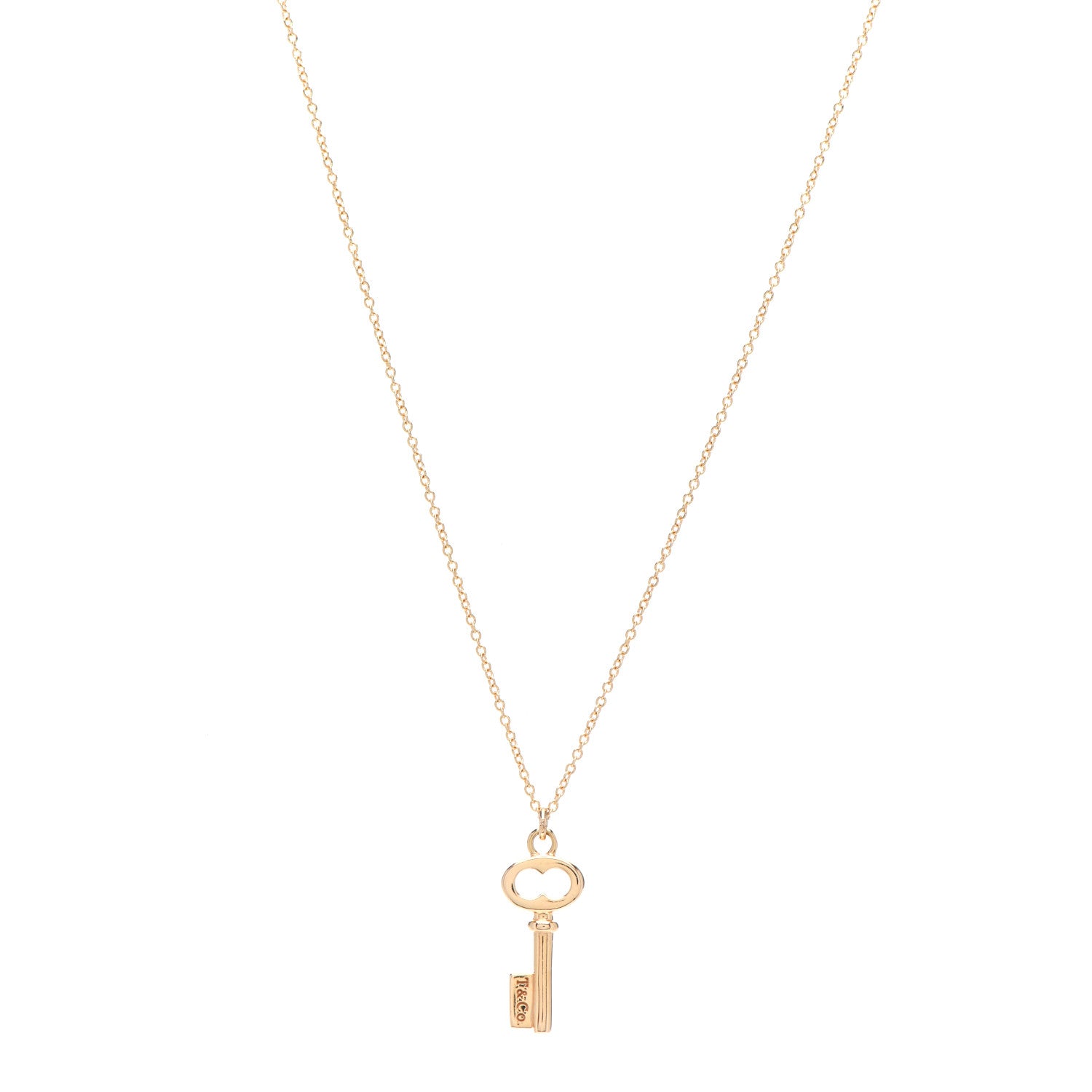 Tiffany 18K Yellow Gold Mini Key Pendant Necklace 1 of 5