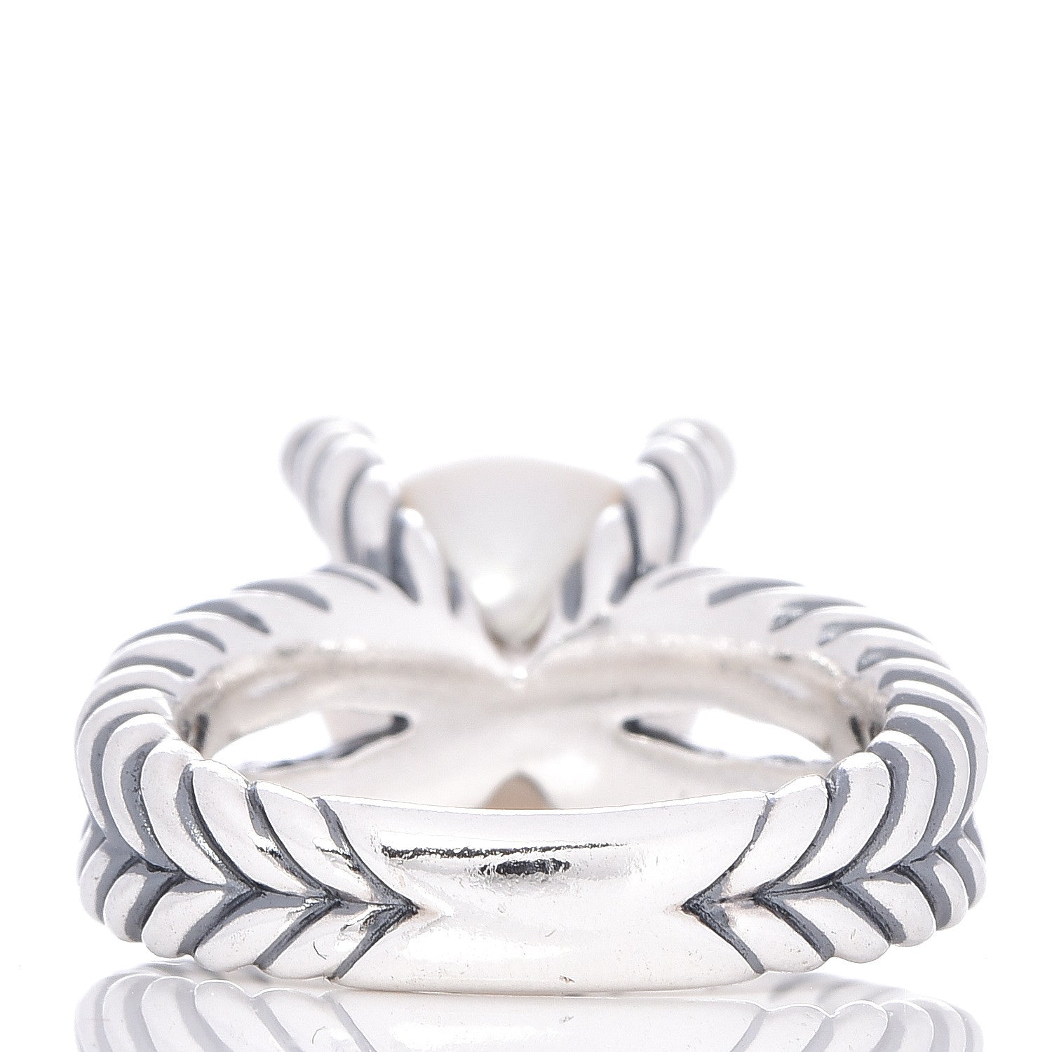 David Yurman Sterling Silver Diamond Pearl 10mm Cable Ring 51 5.75 4 of 5