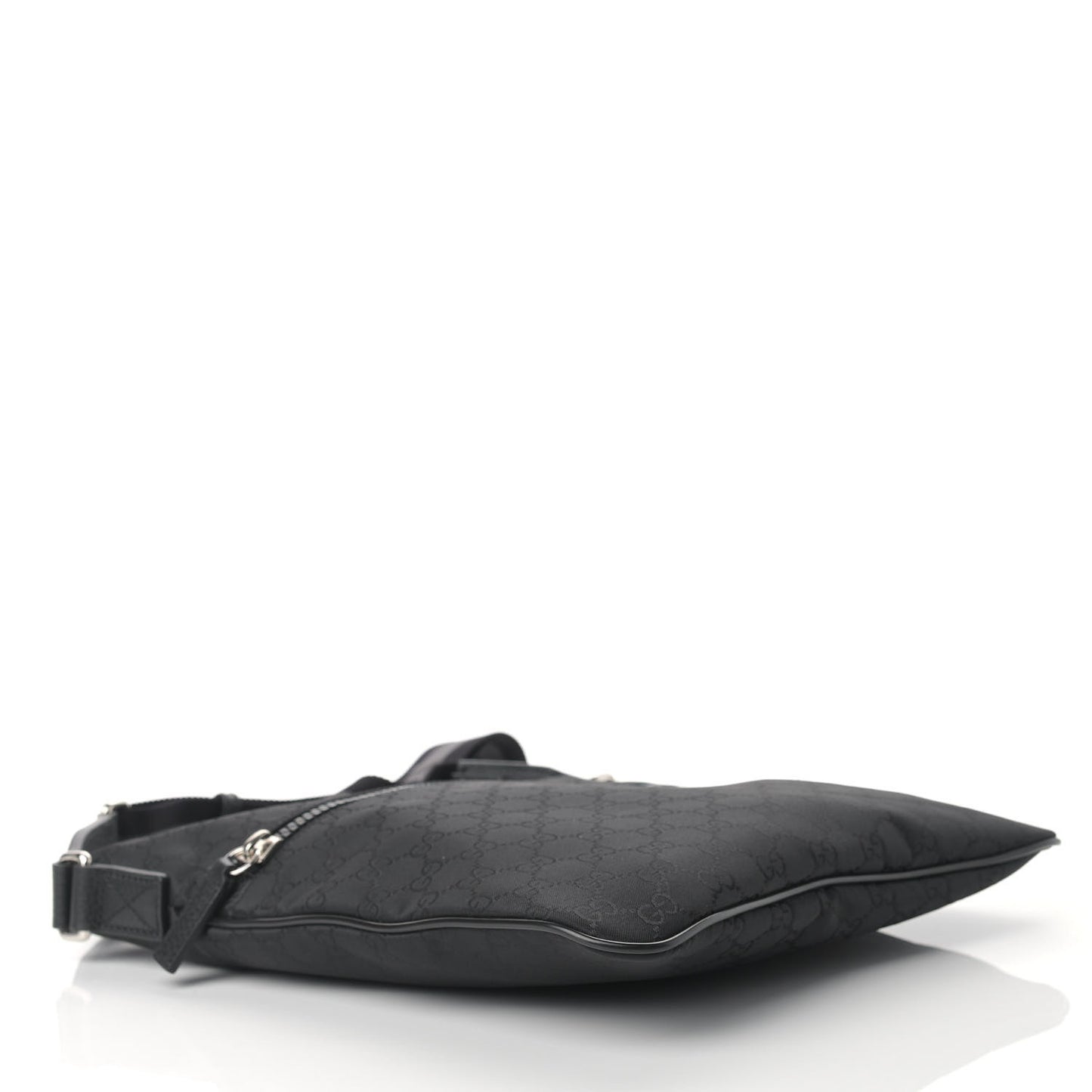 Nylon Monogram Medium Flat Messenger Bag Black