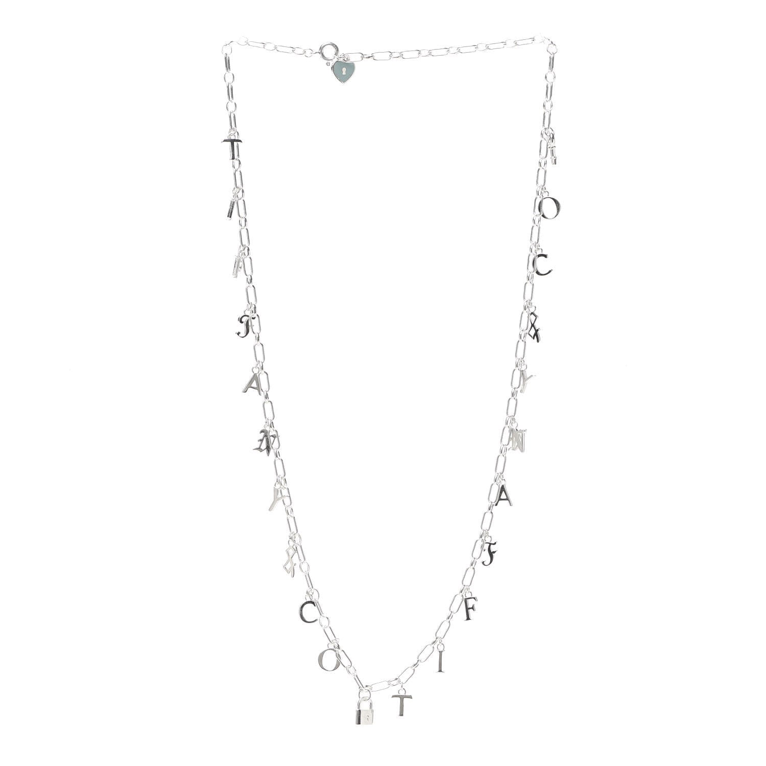 Tiffany Sterling Silver Enamel Love Notes Charm Necklace 3 of 11