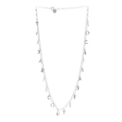 Tiffany Sterling Silver Enamel Love Notes Charm Necklace 3 of 11