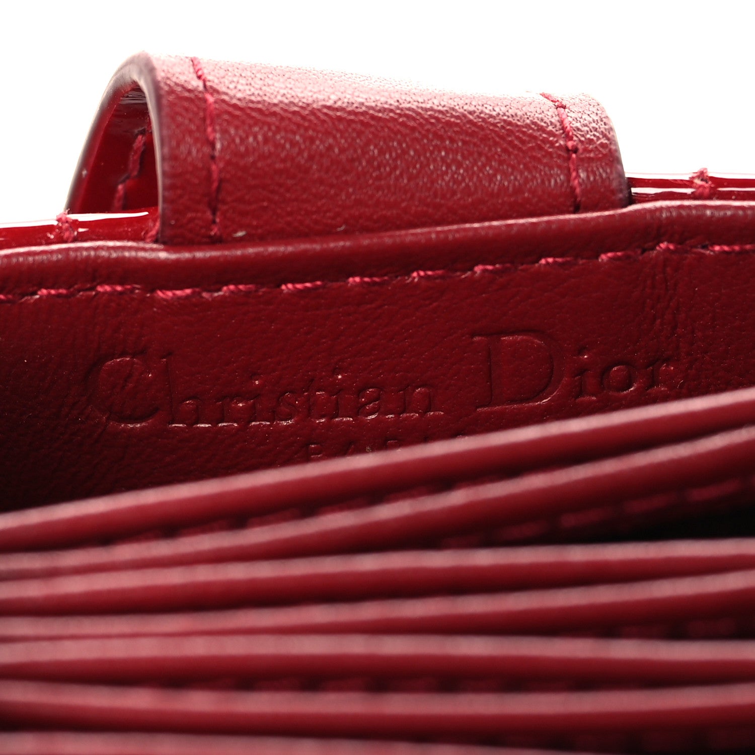 Christian Dior Patent Cannage Lady Dior 5-Gusset Card Holder Rouge