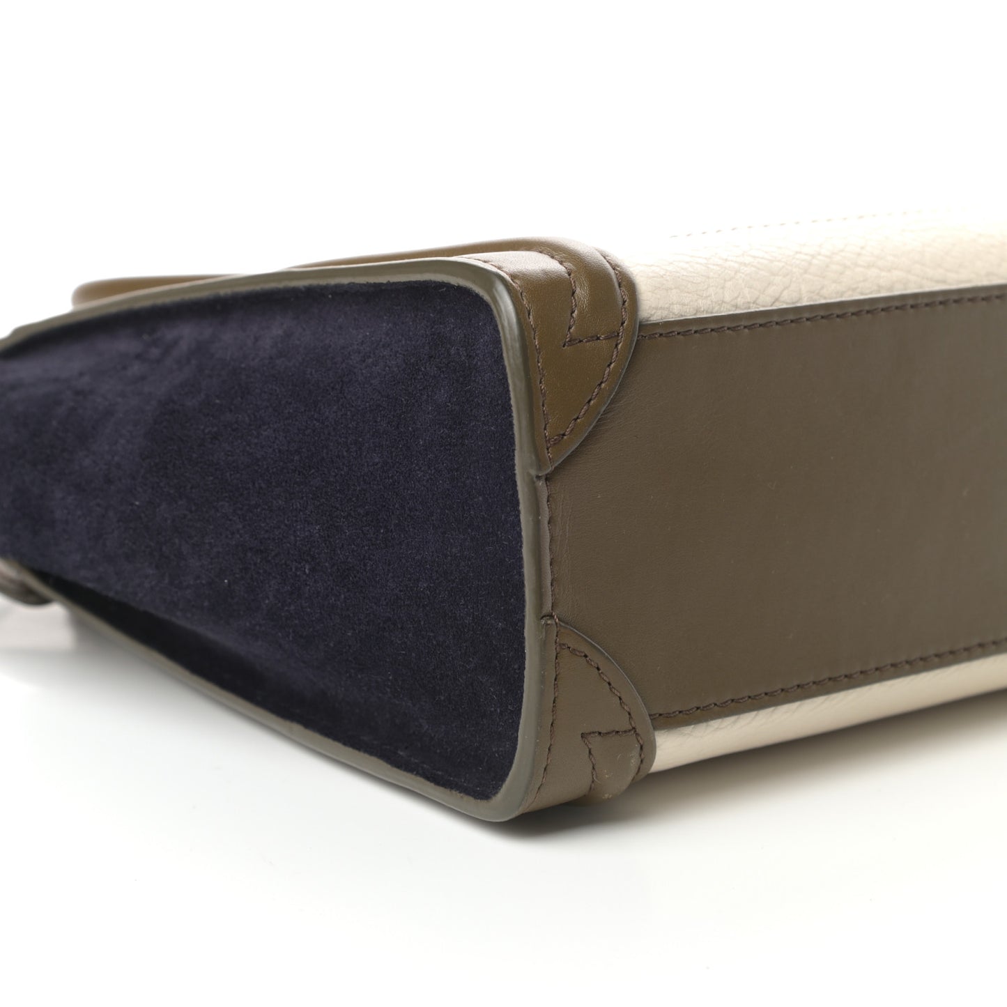 Calfskin Suede Nano Tri-Color Luggage Cream