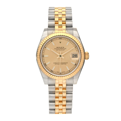 Rolex Stainless Steel 18K Yellow Gold 31mm Oyster Perpetual Datejust Watch Champagne 178273 1 of 5