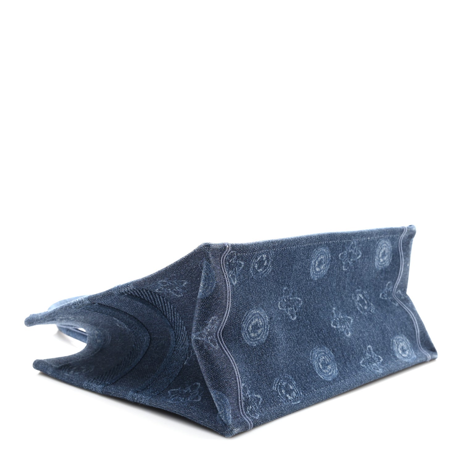 Christian Dior Denim Flowers Embroidered Medium Book Tote Blue 4 of 11