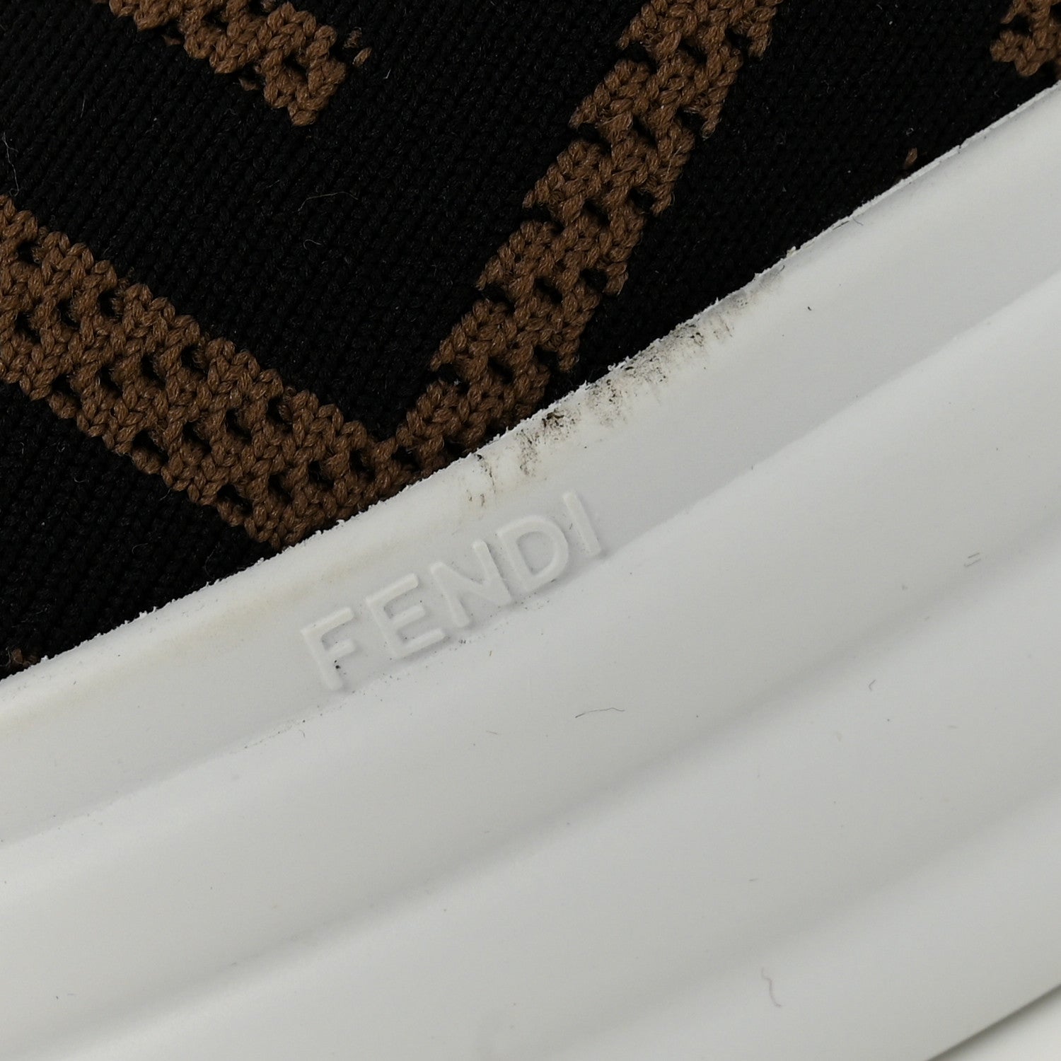 Fendi Fabric FF Micro-Perforated Rise Low Top Sneakers 38 Tobacco Black 10 of 11
