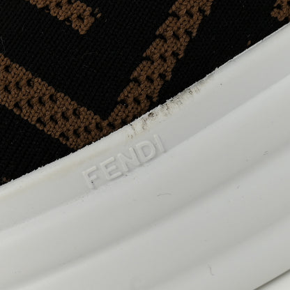 Fendi Fabric FF Micro-Perforated Rise Low Top Sneakers 38 Tobacco Black 10 of 11