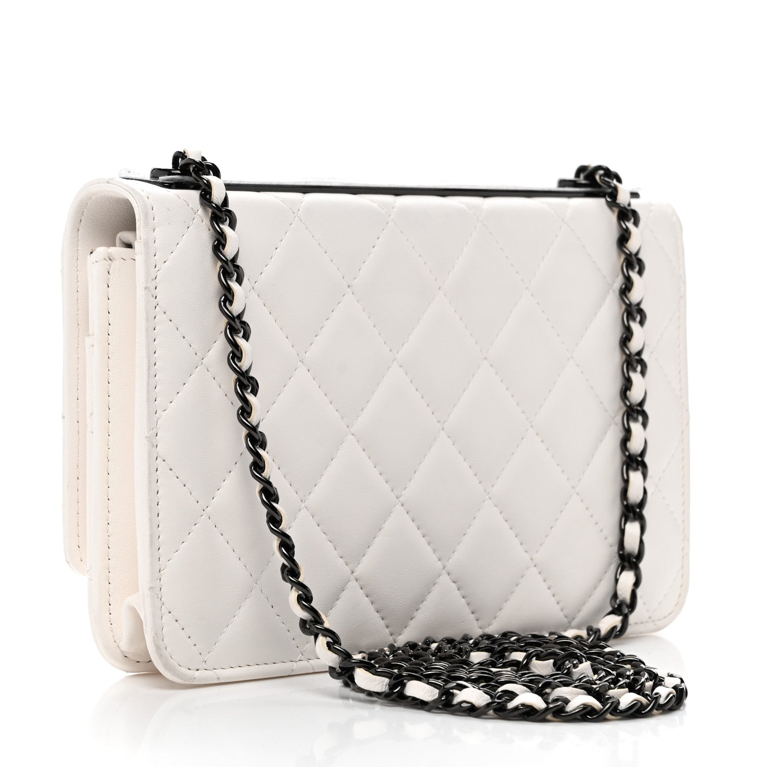 Chanel Lambskin Quilted Mini Trendy CC Wallet On Chain WOC White 3 of 11