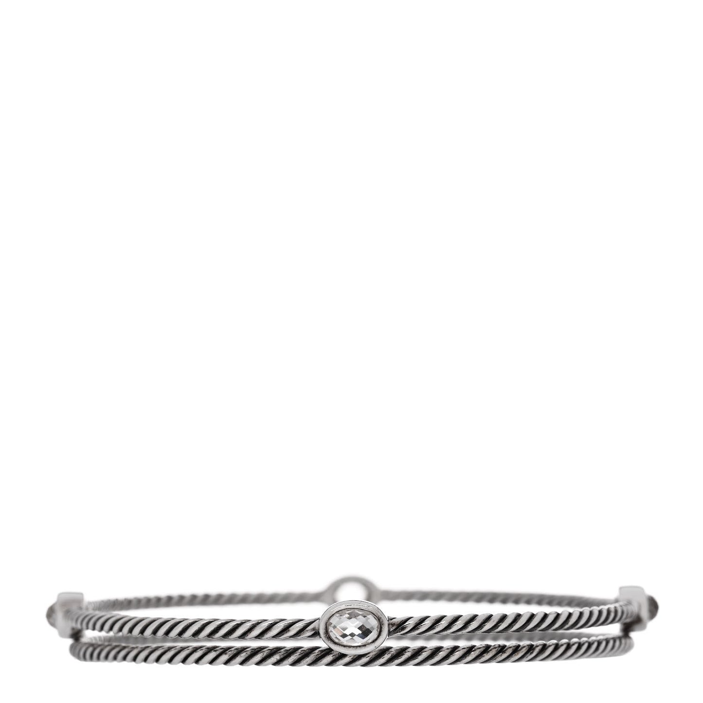 DAVID YURMAN Sterling Silver Crystal Color Classics Cable Bangle Bracelet Set of 2
