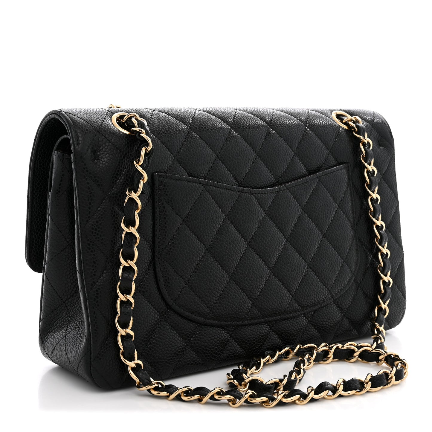 Caviar Quilted Medium Double Flap Black