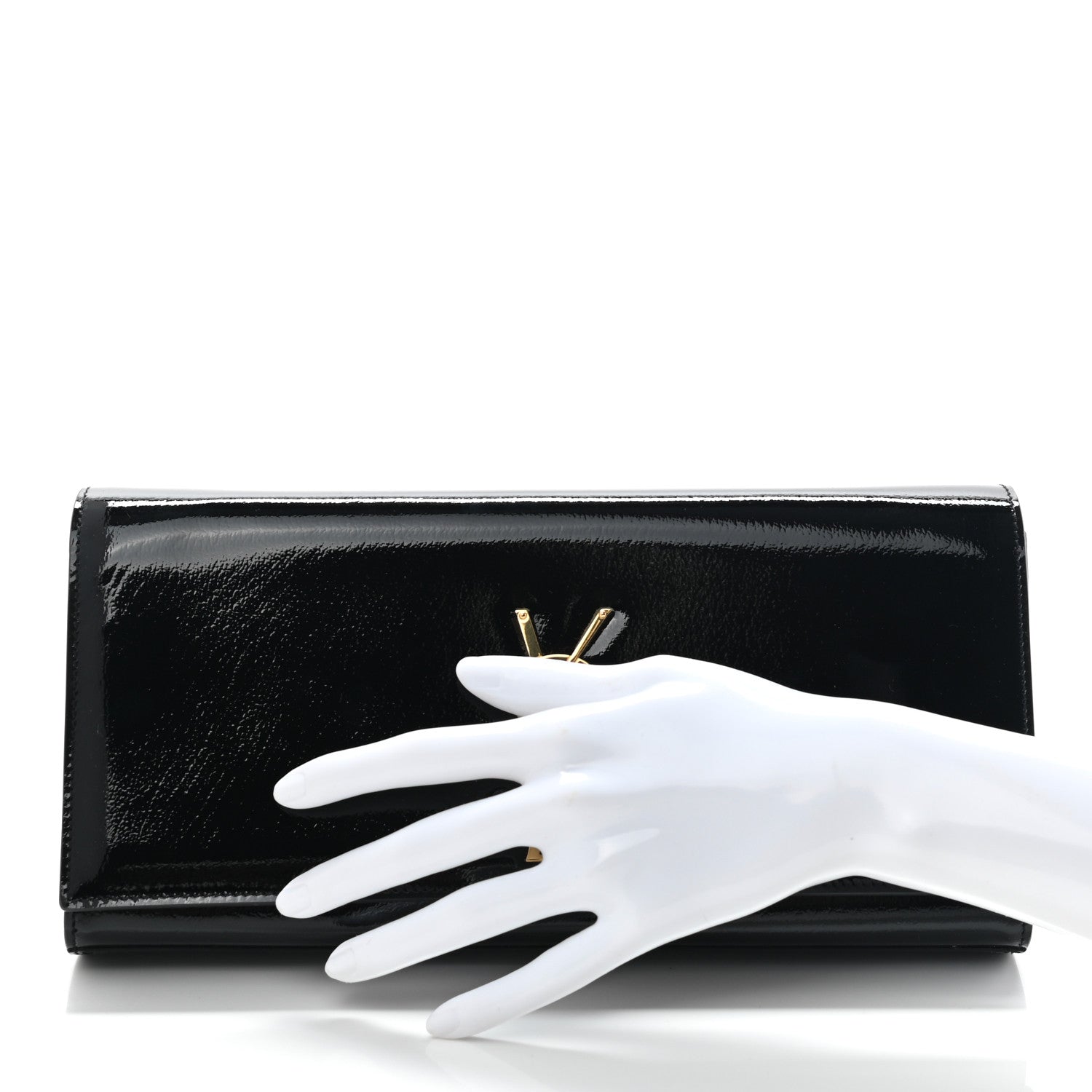 Saint Laurent Textured Patent Classic Monogram Cassandre Clutch Black 3 of 11