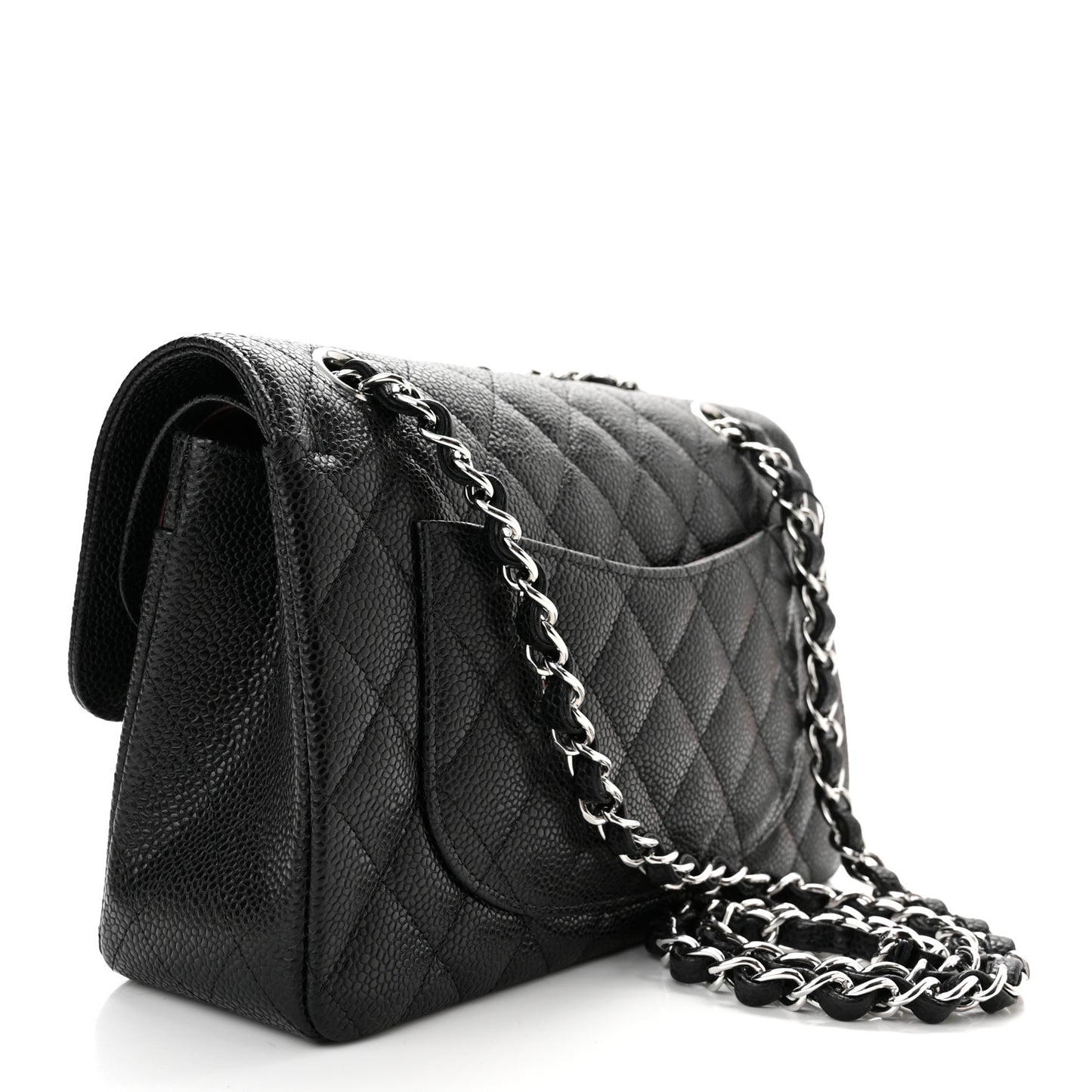 Caviar Quilted Small Double Flap Black